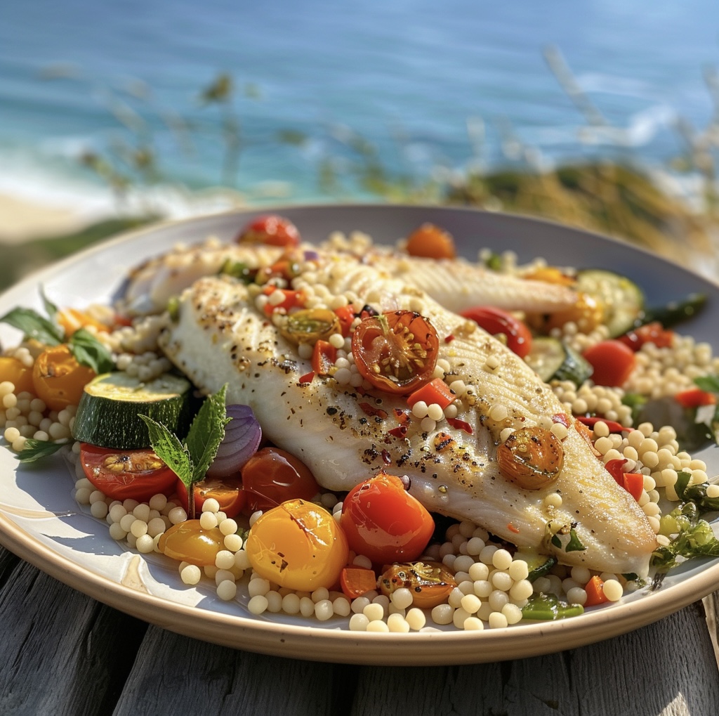 Baked Flounder with Vegetable Couscous